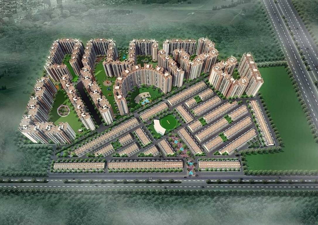 Amrapali Dream Valley_an aerial view of a city with a large building